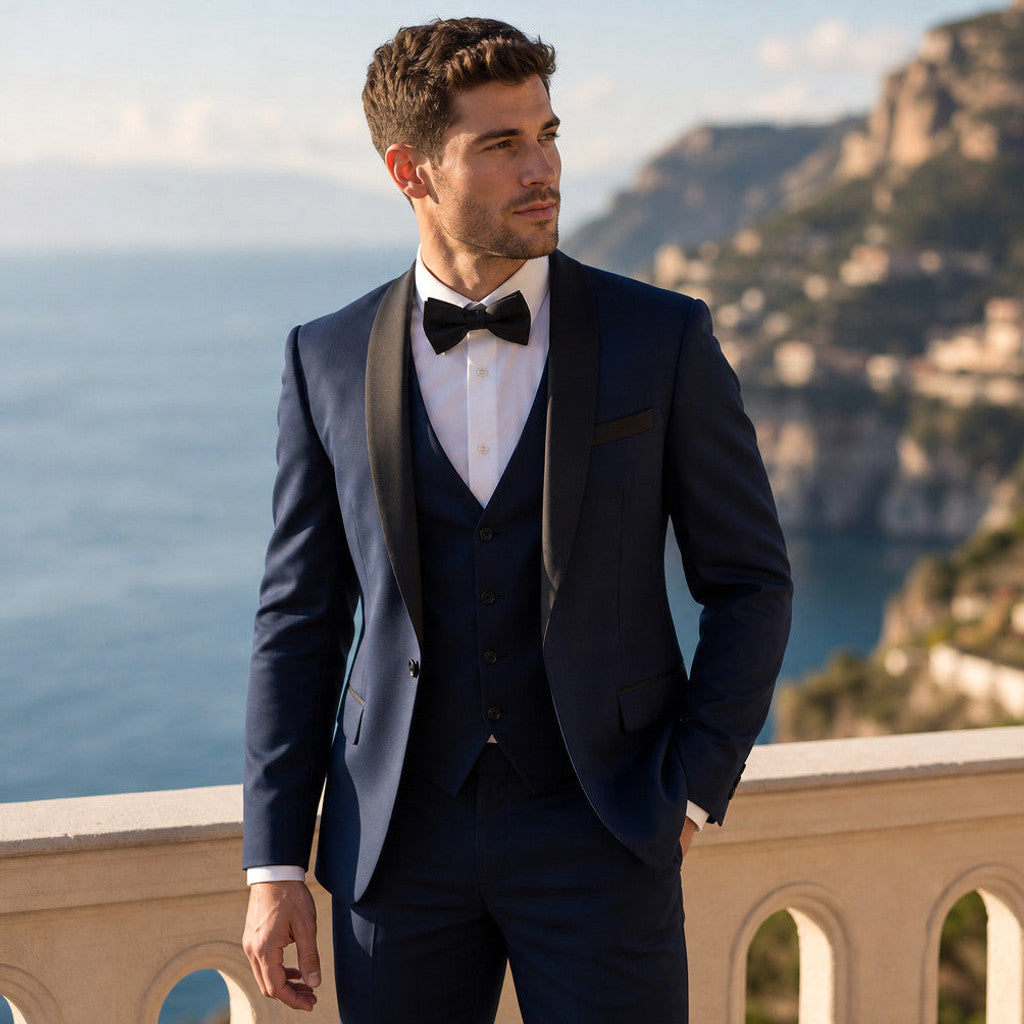 Merton | Dress Suit Shawl Collar Navy Blue / Navy – Styled Editorial Shot