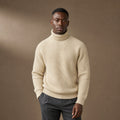 Turtleneck Jumper Ribbed Cuffs Beige Beige – Product Photo