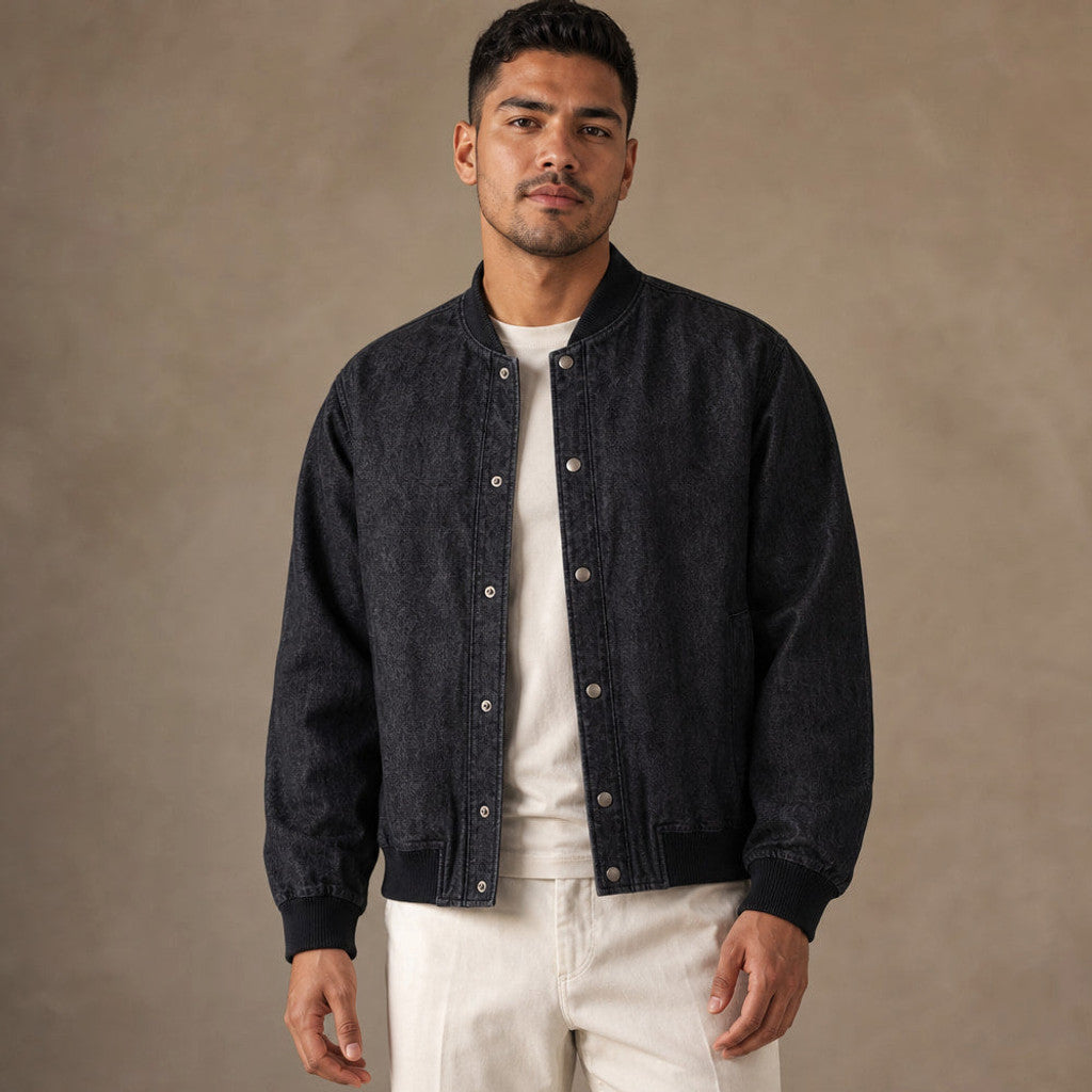 Middleton | Denim Bomber Jacket Selvedge Indigo – Product Photo
