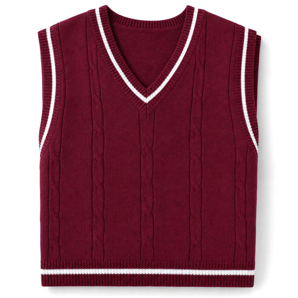 Mitchell | Sweater Vest V-Neck Patchwork Knit – Product Photo