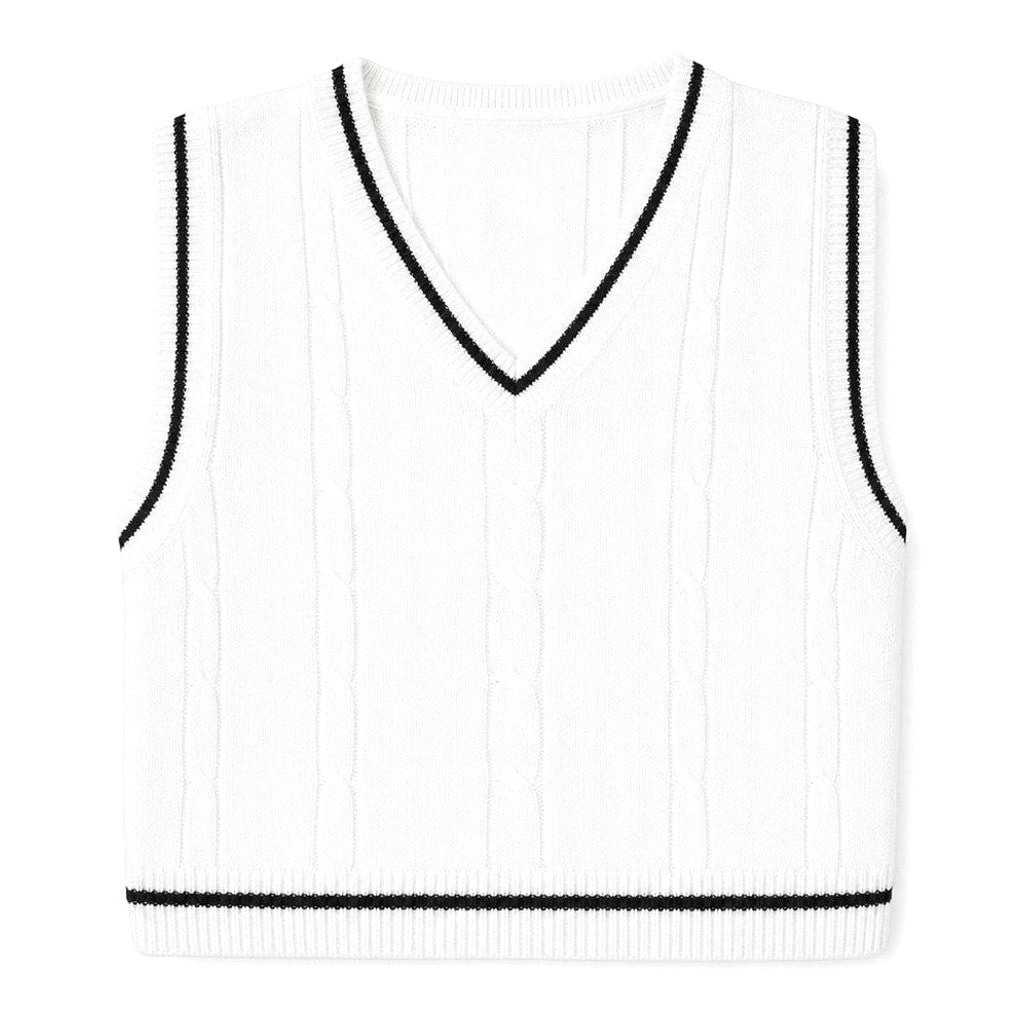 Mitchell | Sweater Vest V-Neck Patchwork Knit – Product Photo
