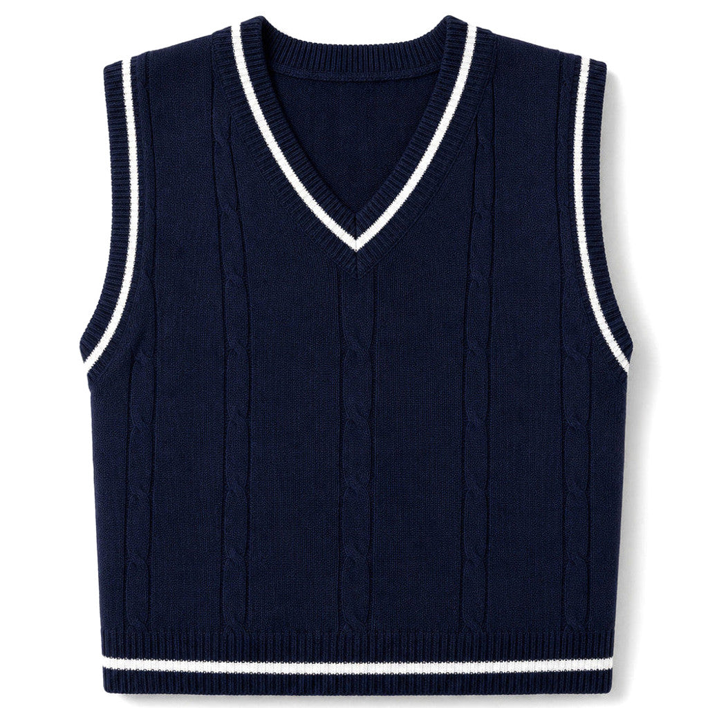 Mitchell | Sweater Vest V-Neck Patchwork Knit – Product Photo