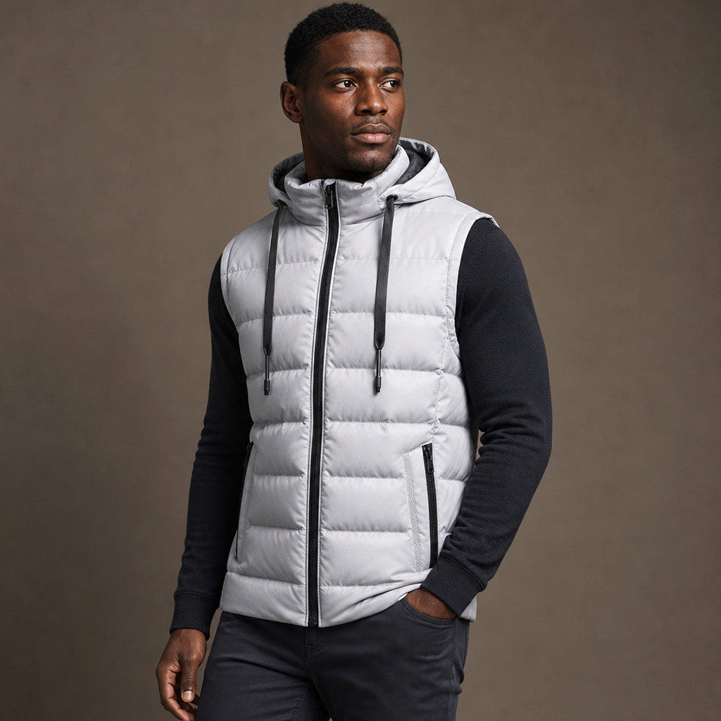 Mordry | Quilted Waistcoat Detachable Hood White – Side Angle View