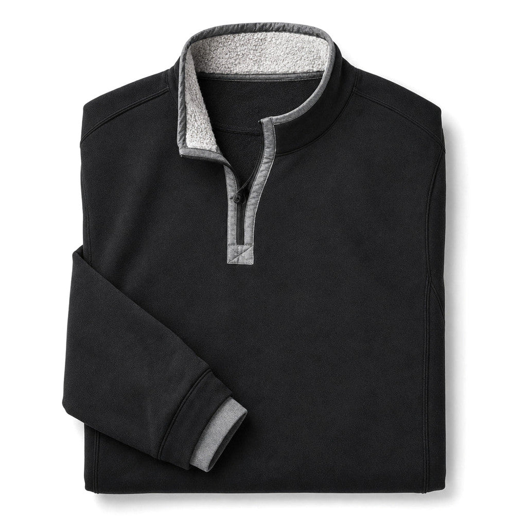 Morton | Quarter Zip Sweater Sherpa Collar Black – Product Photo