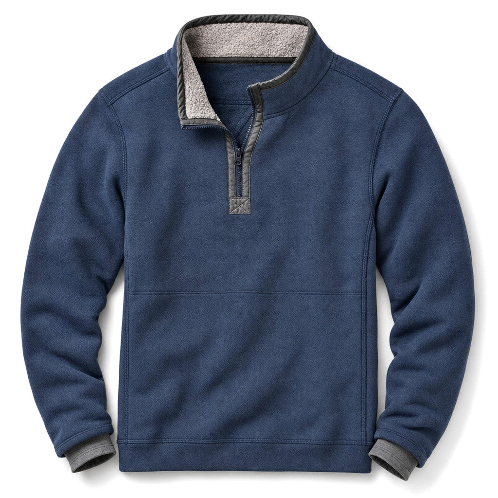 Morton | Quarter Zip Sweater Sherpa Collar Blue – Product Photo