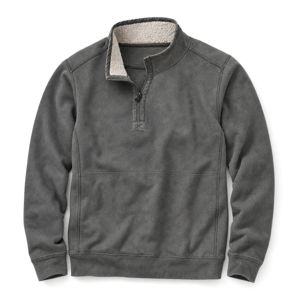 Morton | Quarter Zip Sweater Sherpa Collar Grey – Product Photo