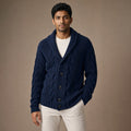 Cable Knit Cardigan Shawl Collar Marine Blue – Product Photo