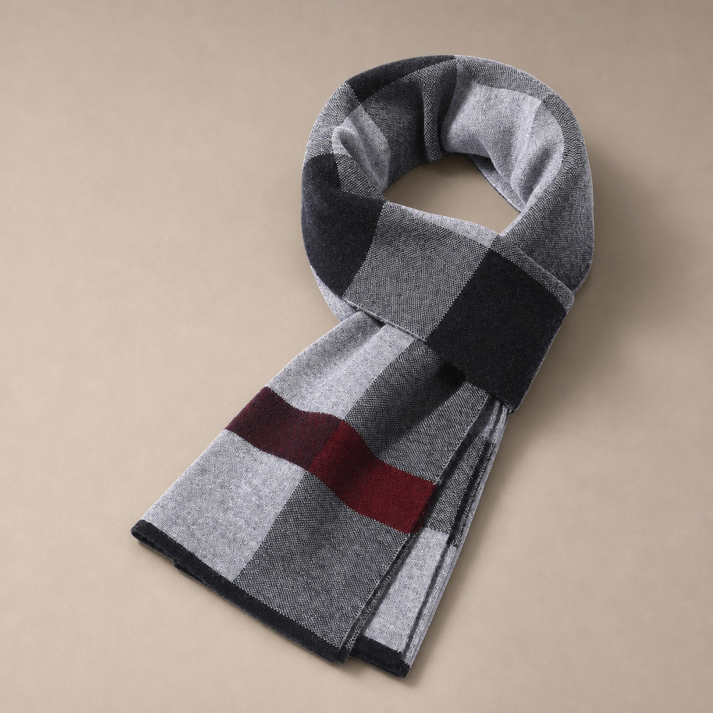 Plaid Scarf Knitted Wool in Black – Tomosino Premium Menswear