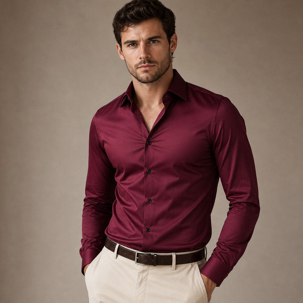 Norvane | Dress Shirt Slim Fit Stretch Red – Product Photo