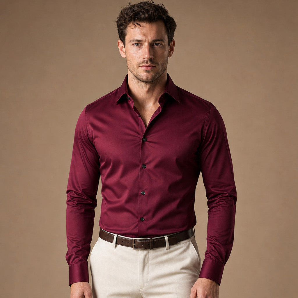 Norvane | Dress Shirt Slim Fit Stretch in Red – Premium Editorial