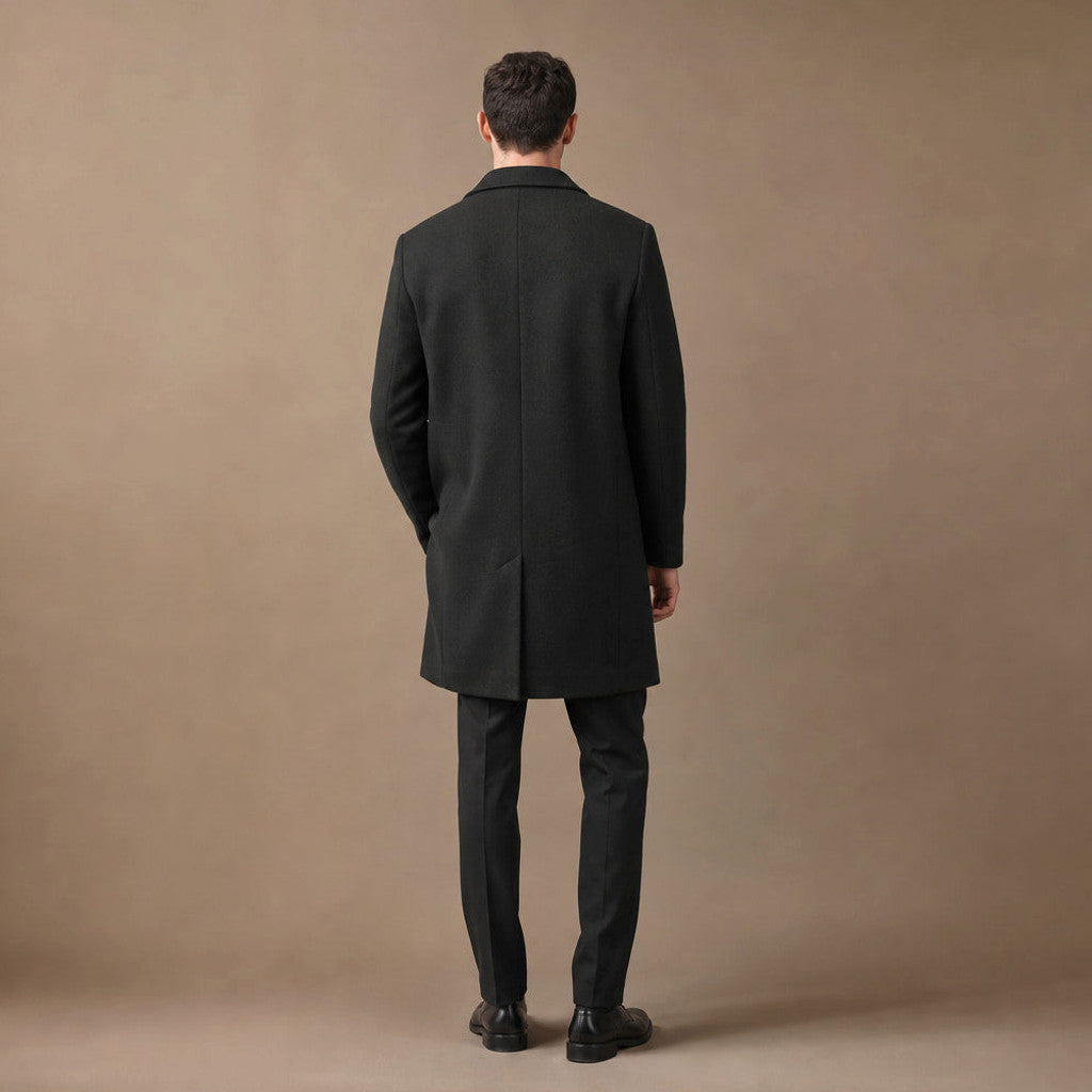 Oakhurst | Wool Coat Single Breasted Black Black – Full Look