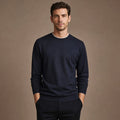 Oisin | Crewneck Jumper Cotton-Silk Fine Knit Deep Navy – Product Photo