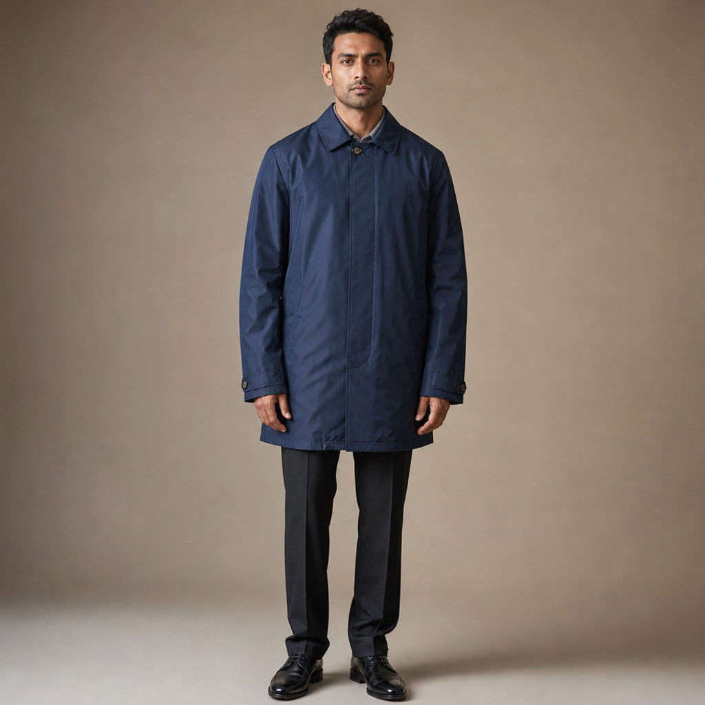 Orland | Duffle Coat Quilted Lining Wind-Resistant in Navy Blue – Premium Editorial