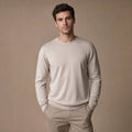 Ormond | Crewneck Jumper Fine Gauge Wool Champagne – Product Photo