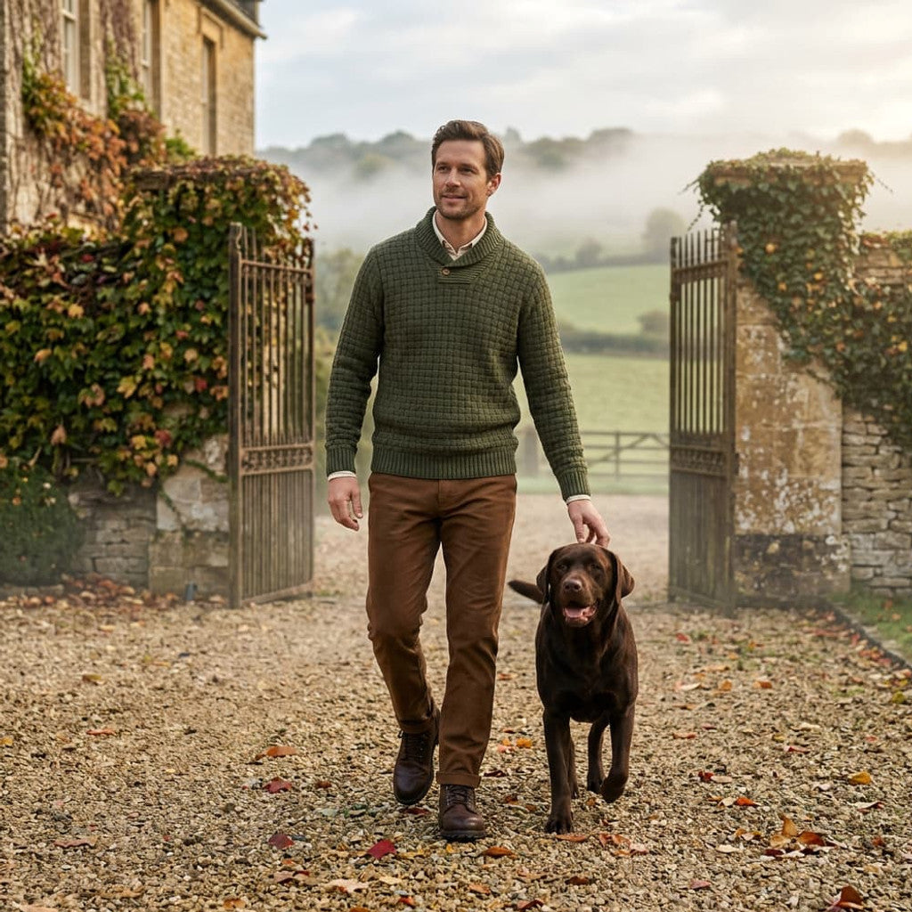 Pelham | Shawl Collar Jumper Basket Weave Knit – Product Photo