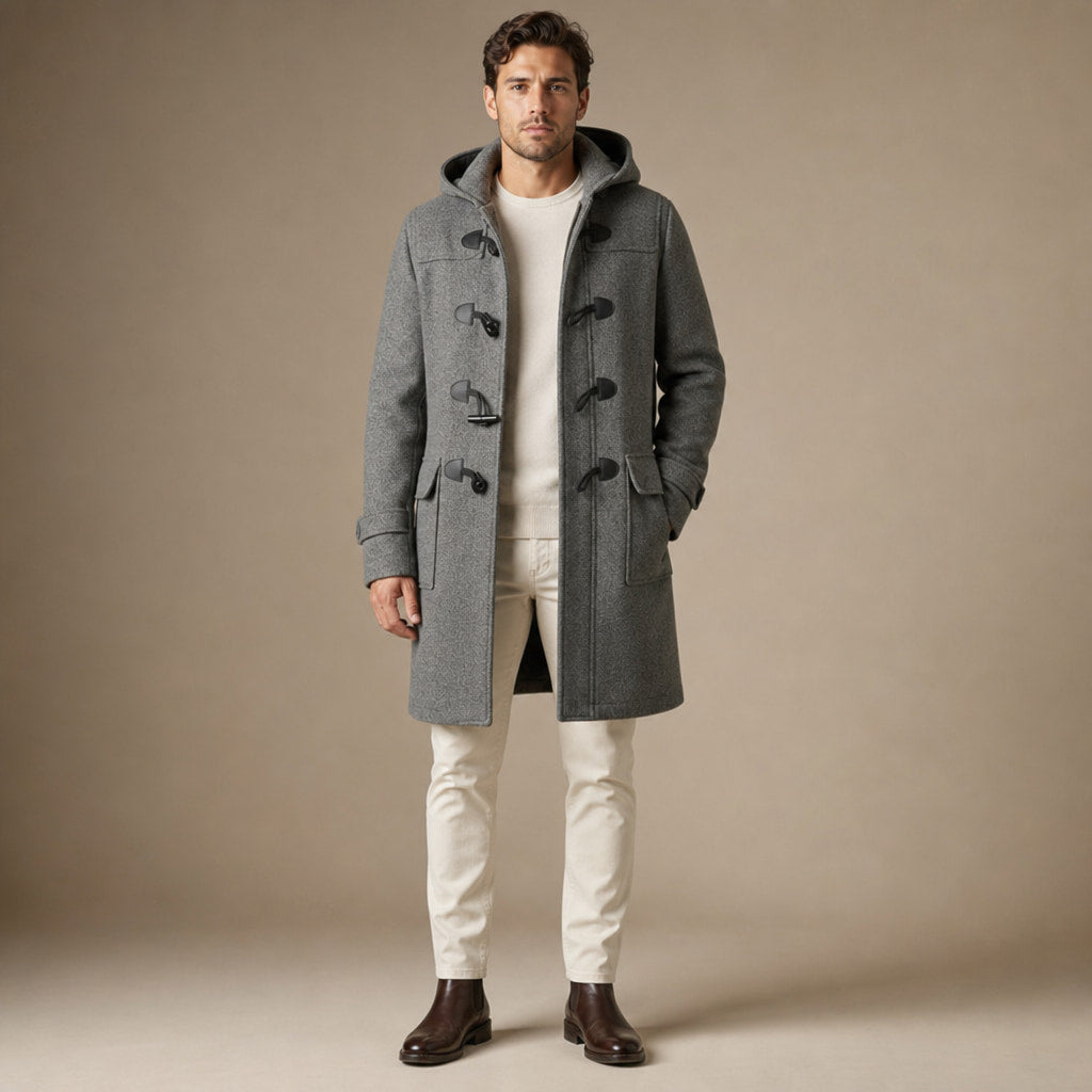 Duffle Coat Hooded Toggle Front Grey Grey – Product Photo