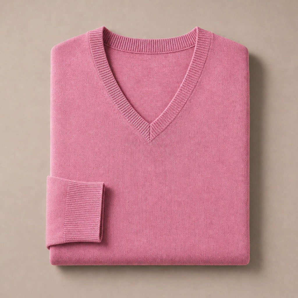 Prescott | V-Neck Jumper Fine Knit Pink – Product Photo