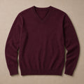 Prescott | V-Neck Jumper Fine Knit Wine – Product Photo