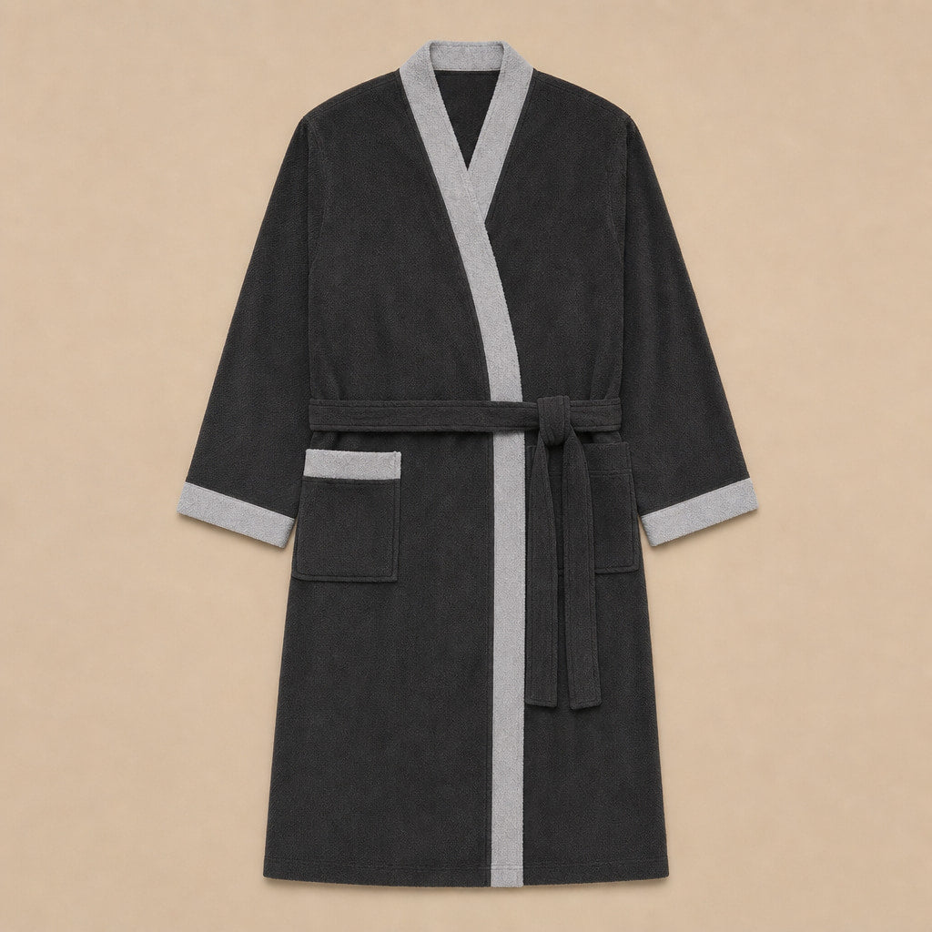 Kimono Bathrobe Lightweight Cotton Black – Product Photo