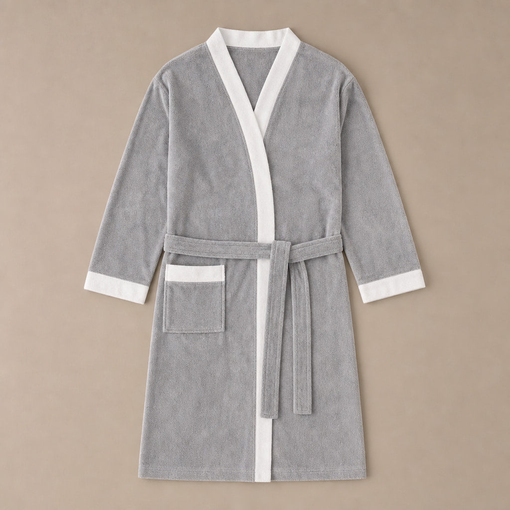 Kimono Bathrobe Lightweight Cotton Grey – Product Photo