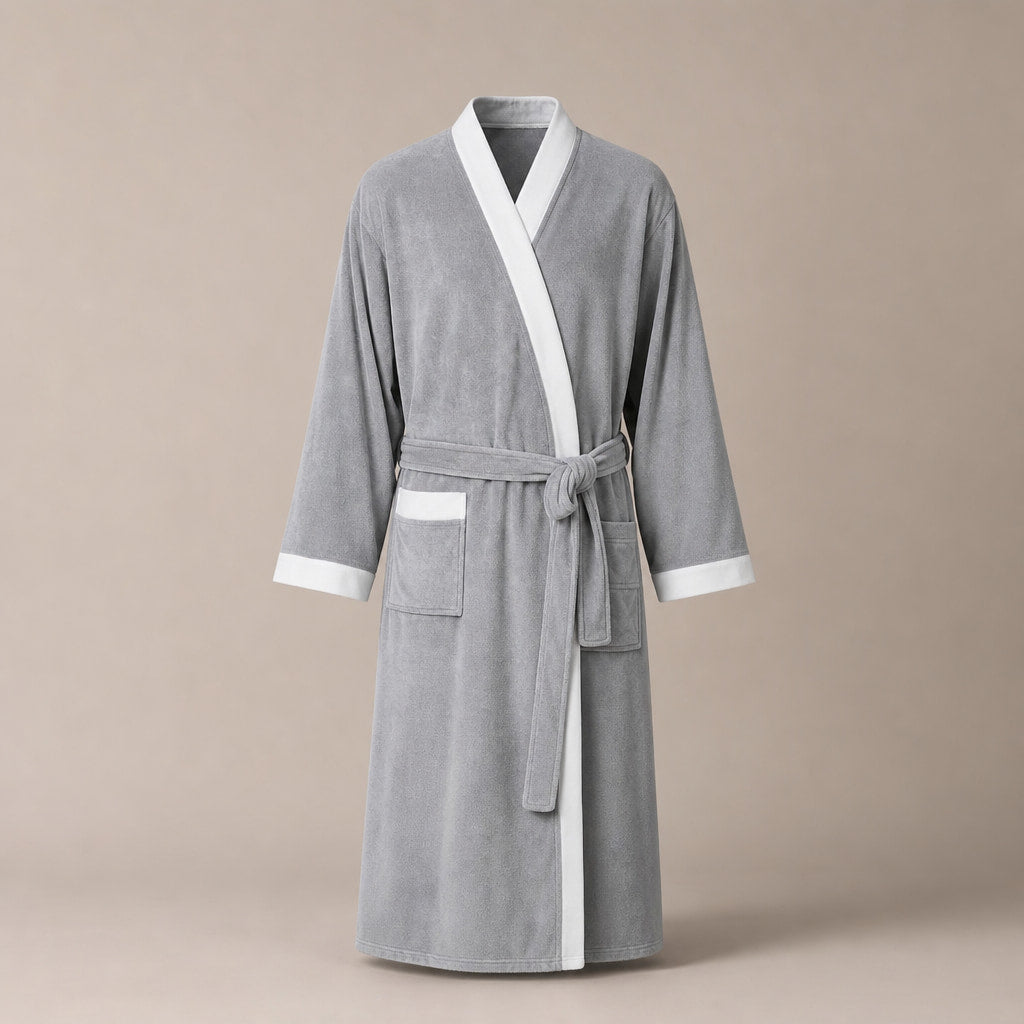 Kimono Bathrobe Lightweight Cotton in Grey – Tomosino Premium Menswear