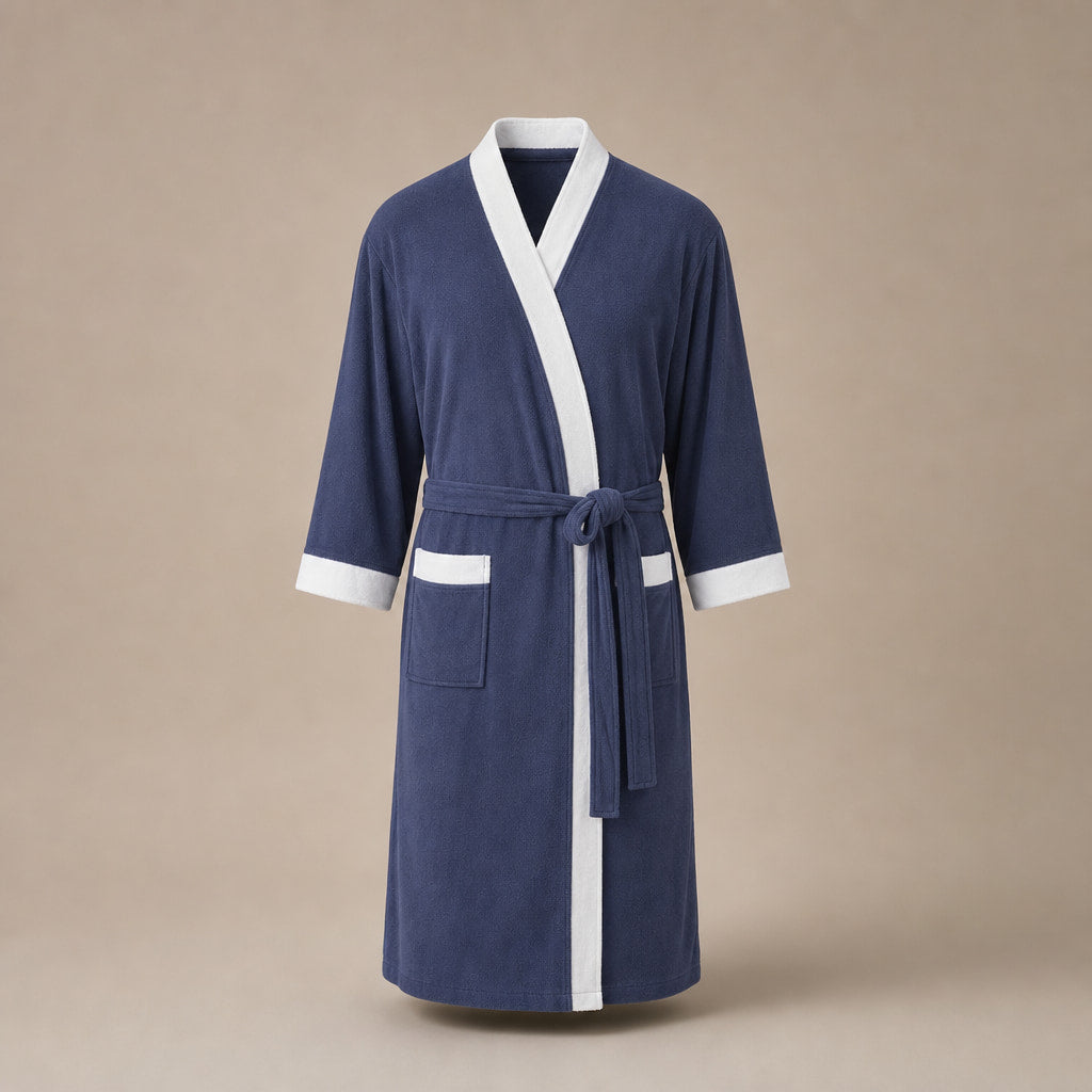 Kimono Bathrobe Lightweight Cotton in Navy Blue – Tomosino Premium Menswear