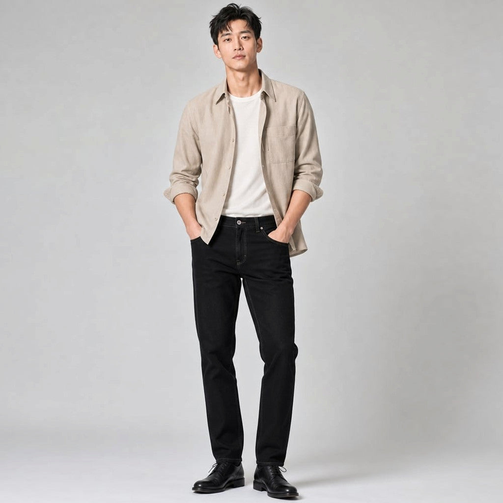 Prizar | Jeans Stretch Cotton Structured Fit Black – Product Photo