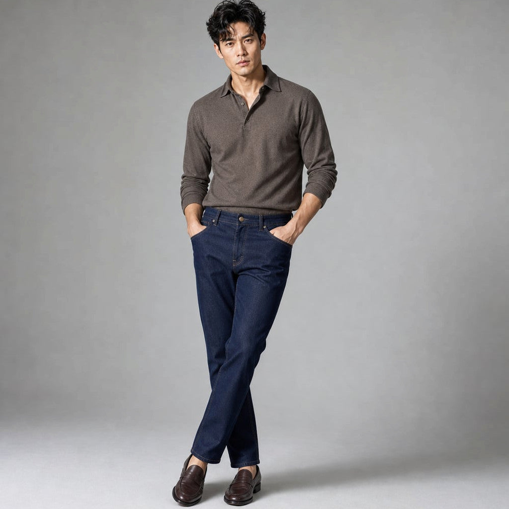 Prizar | Jeans Stretch Cotton Structured Fit Dark Blue – Product Photo