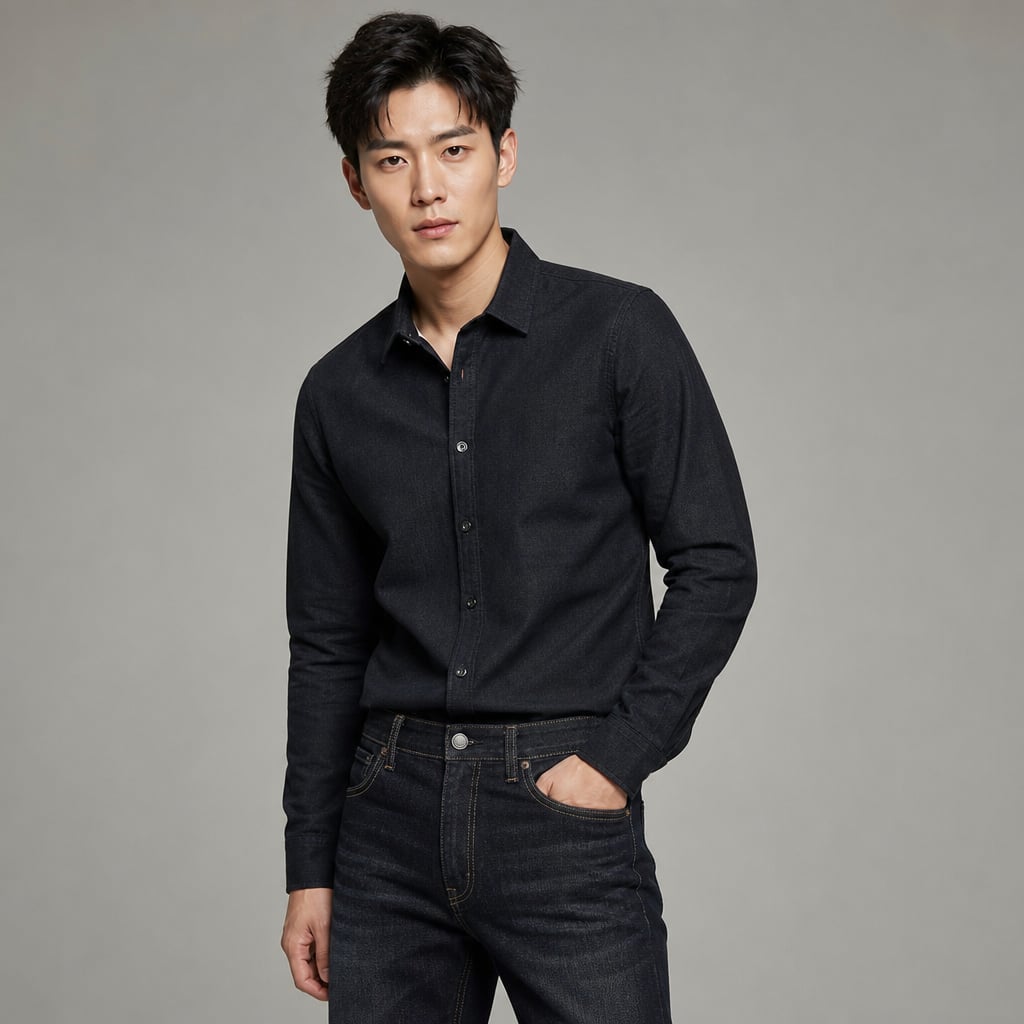 Prizar | Jeans Stretch Cotton Structured Fit Light Black – Side Angle View