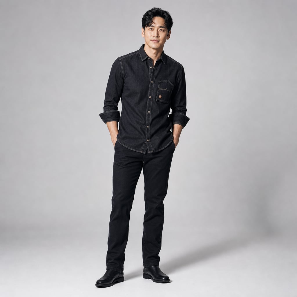 Prizar | Jeans Stretch Cotton Structured Fit Light Black – Side Angle View