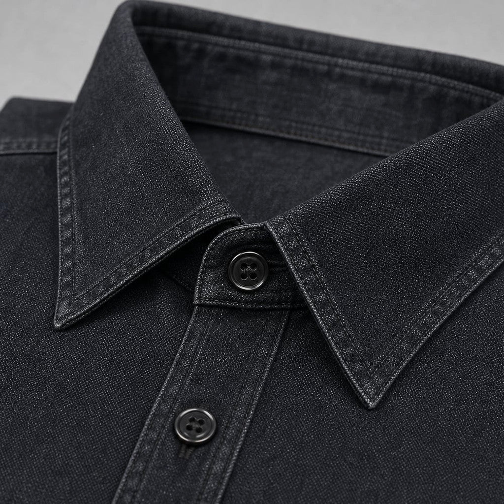 Prizar | Jeans Stretch Cotton Structured Fit Light Black – Fabric and Detail Close-Up