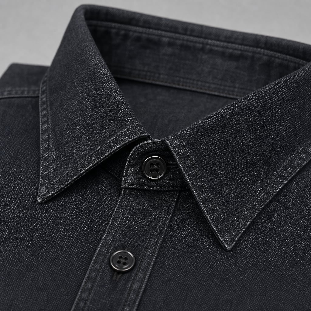Prizar | Jeans Stretch Cotton Structured Fit Light Black – Fabric and Detail Close-Up