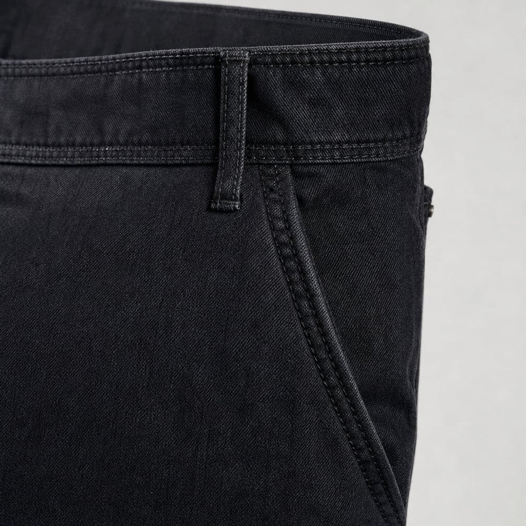 Prizar | Jeans Stretch Cotton Structured Fit Light Black – Fabric and Detail Close-Up