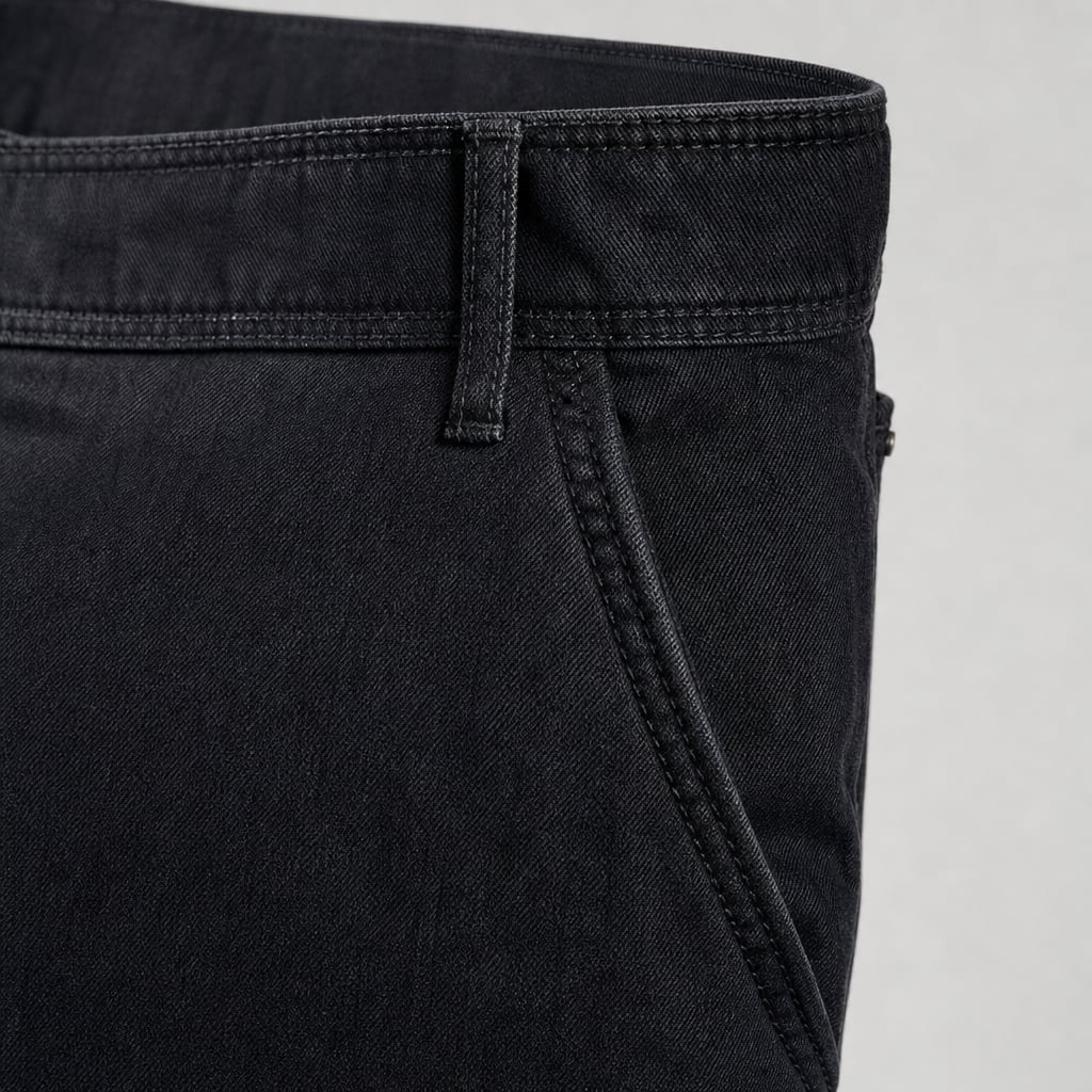 Prizar | Jeans Stretch Cotton Structured Fit Light Black – Fabric and Detail Close-Up