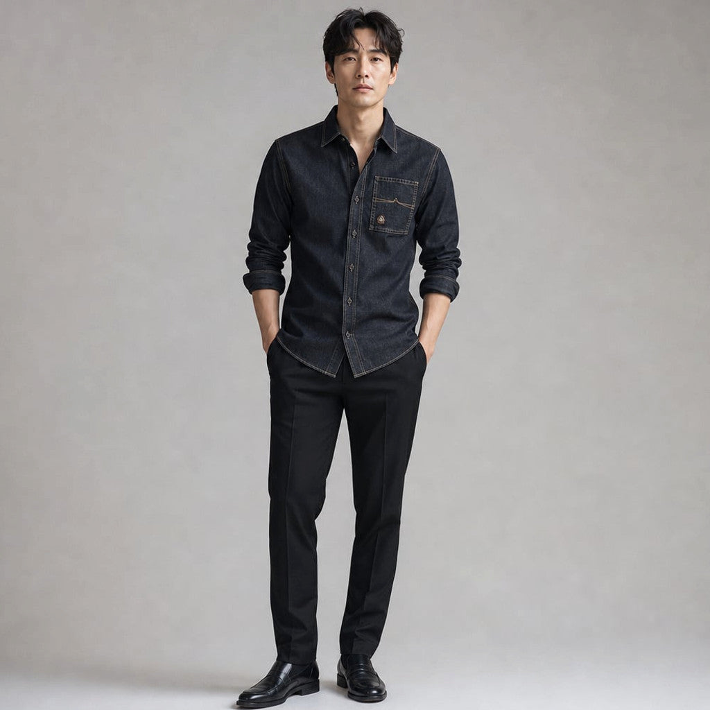 Prizar | Jeans Stretch Cotton Structured Fit Light Black – Full Look