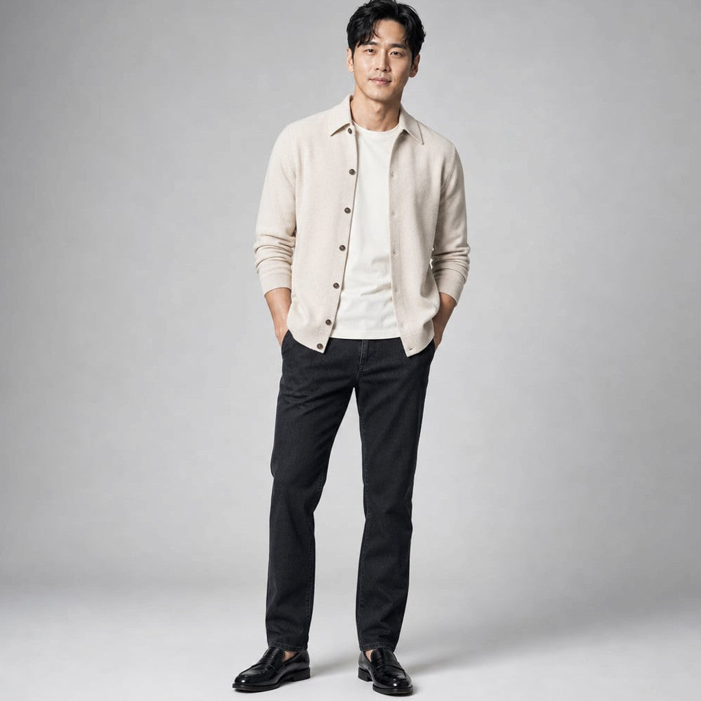 Prizar | Jeans Stretch Cotton Structured Fit Light Black – Product Photo