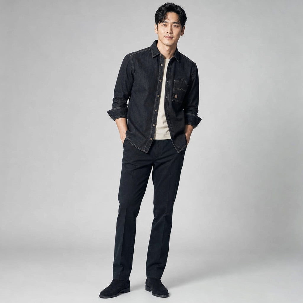 Prizar | Jeans Stretch Cotton Structured Fit in Light Black – Tomosino Premium Menswear