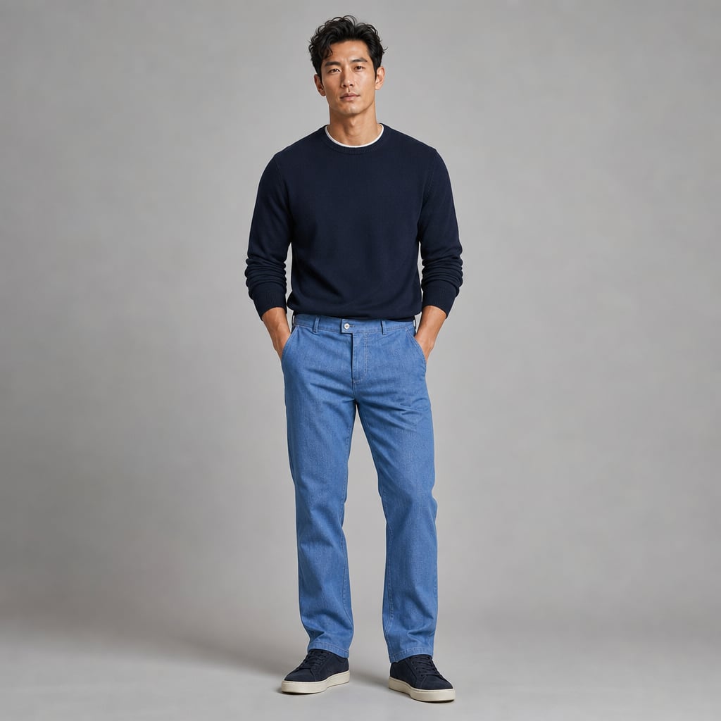 Prizar | Jeans Stretch Cotton Structured Fit Light Blue – Product Photo