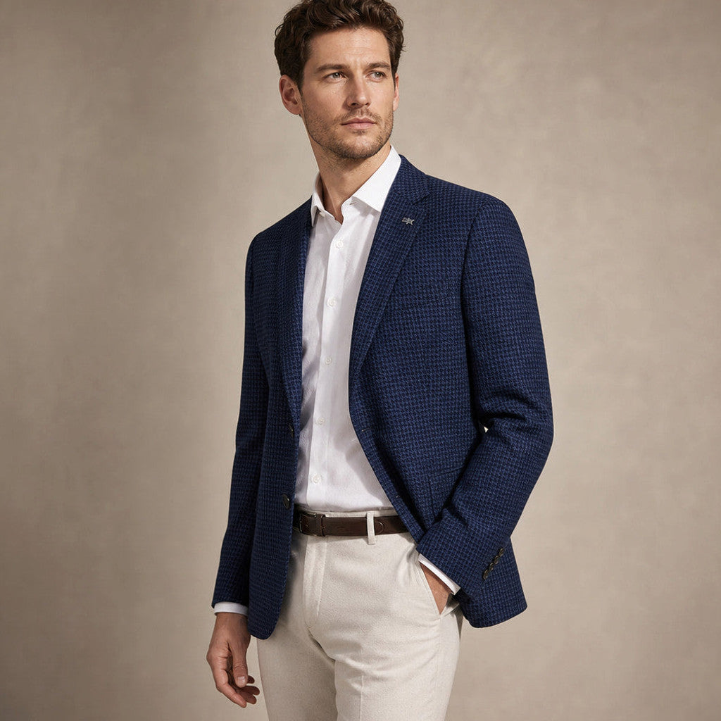 Ravensby | Slim Fit Blazer Navy Blue Navy Blue – Side Angle View