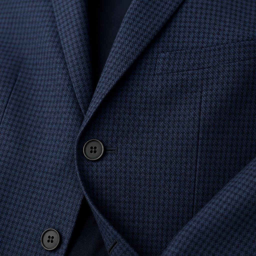 Ravensby | Slim Fit Blazer Navy Blue Navy Blue – Fabric and Detail Close-Up