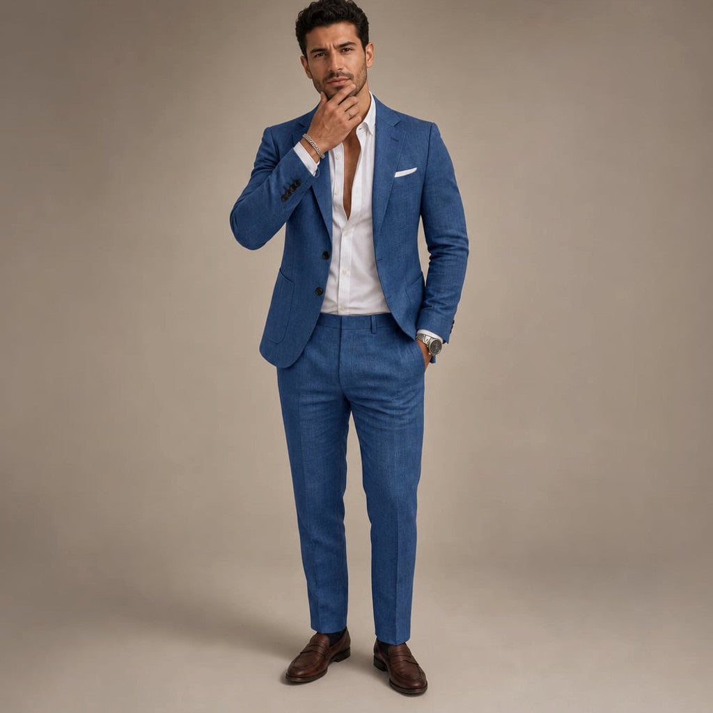Ravorn | Trouser Blazer Set Slim Fit Tailored Two-Piece Blue – Product Photo