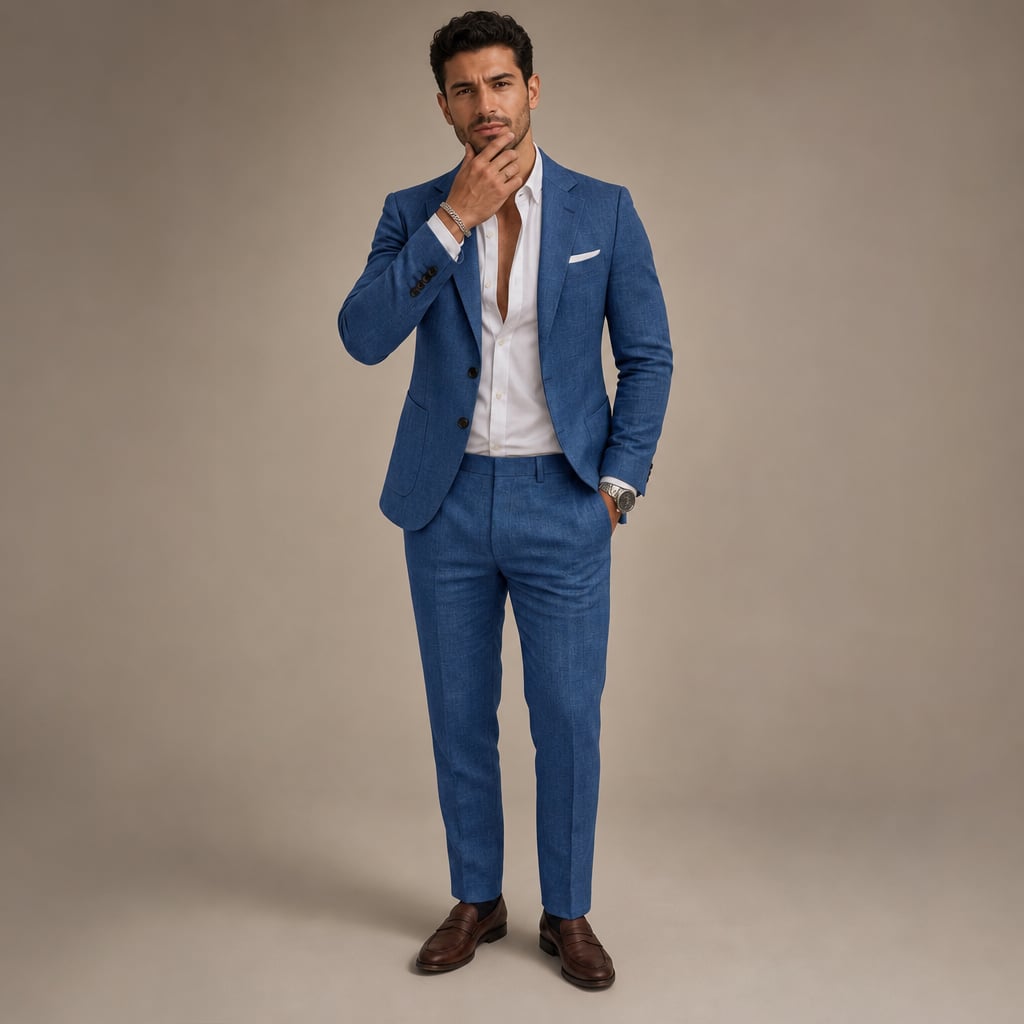 Ravorn | Trouser Blazer Set Slim Fit Tailored Two-Piece Blue – Product Photo