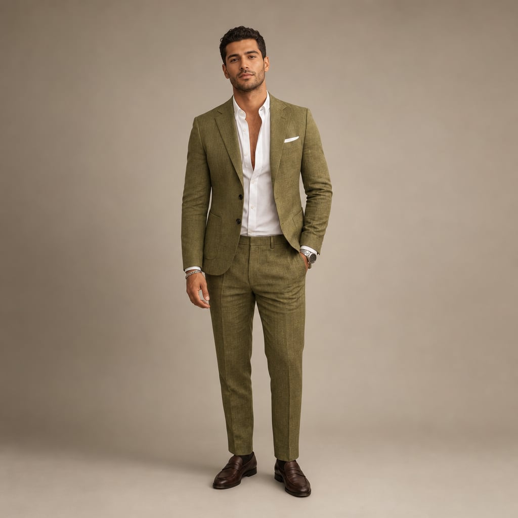 Ravorn | Trouser Blazer Set Slim Fit Tailored Two-Piece Khaki – Product Photo
