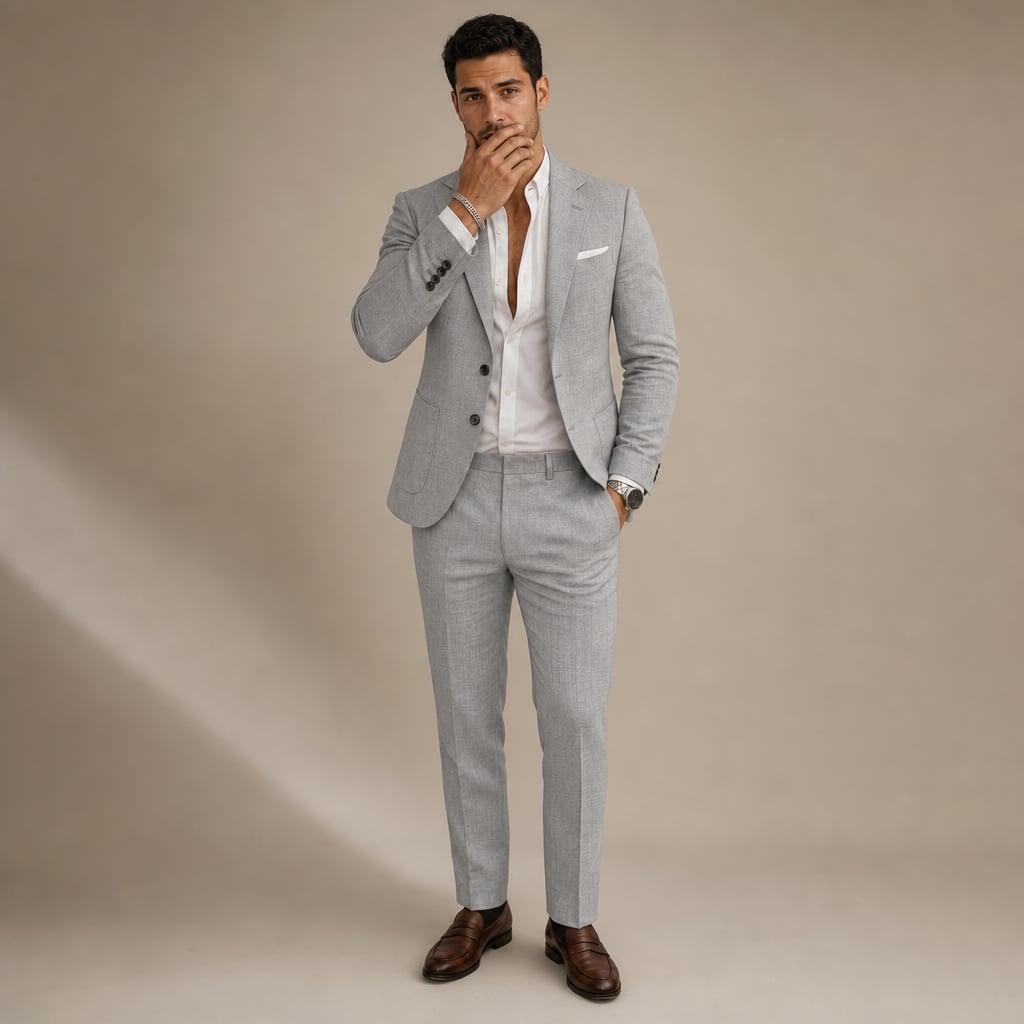 Ravorn | Trouser Blazer Set Slim Fit Tailored Two-Piece Light Grey – Product Photo