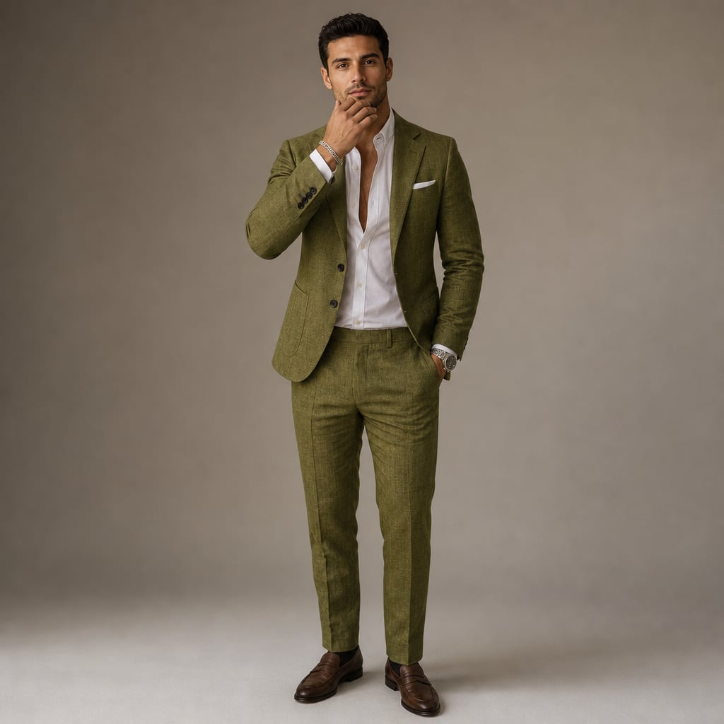 Ravorn | Trouser Blazer Set Slim Fit Tailored Two-Piece Olive Green – Product Photo