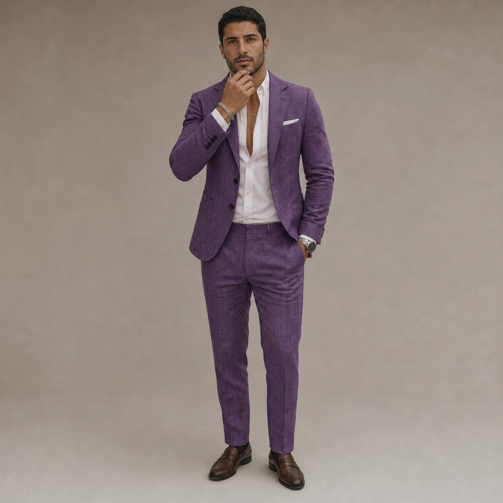 Ravorn | Trouser Blazer Set Slim Fit Tailored Two-Piece Purple – Product Photo