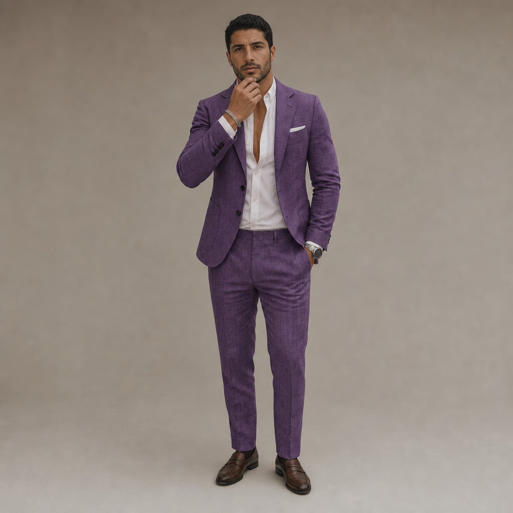 Ravorn | Trouser Blazer Set Slim Fit Tailored Two-Piece Purple – Product Photo