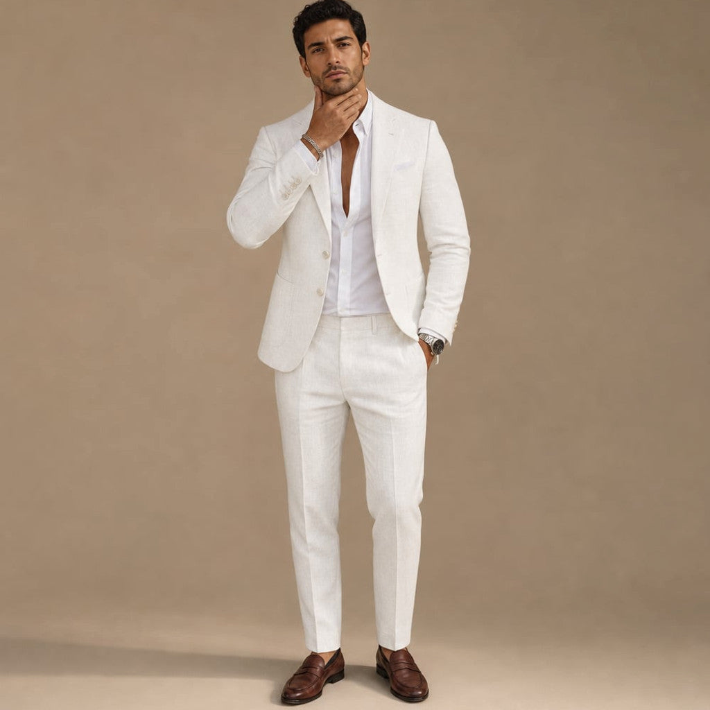 Ravorn | Trouser Blazer Set Slim Fit Tailored Two-Piece White – Product Photo