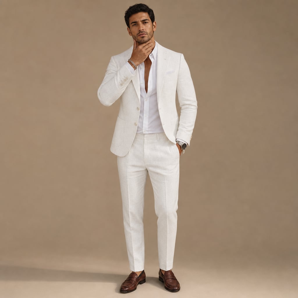 Ravorn | Trouser Blazer Set Slim Fit Tailored Two-Piece White – Product Photo