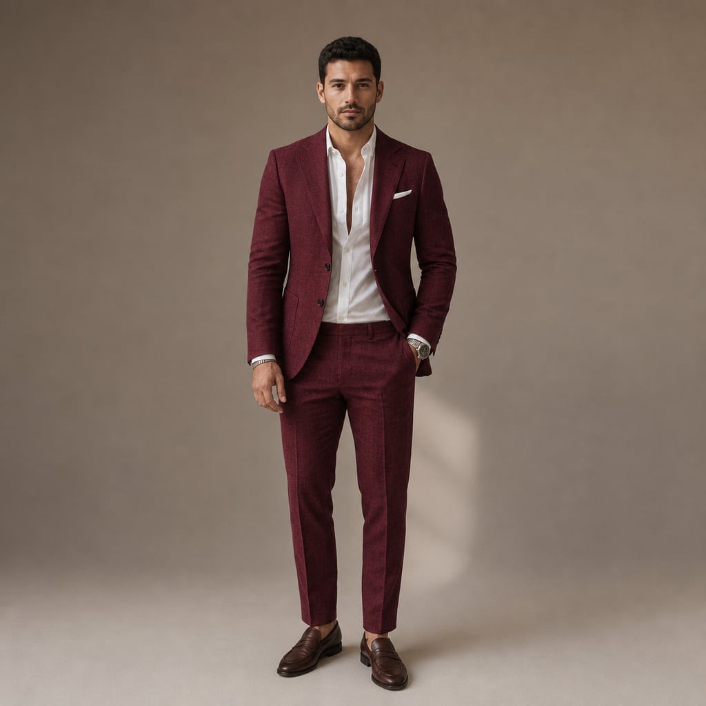 Ravorn | Trouser Blazer Set Slim Fit Tailored Two-Piece Wine Red – Product Photo